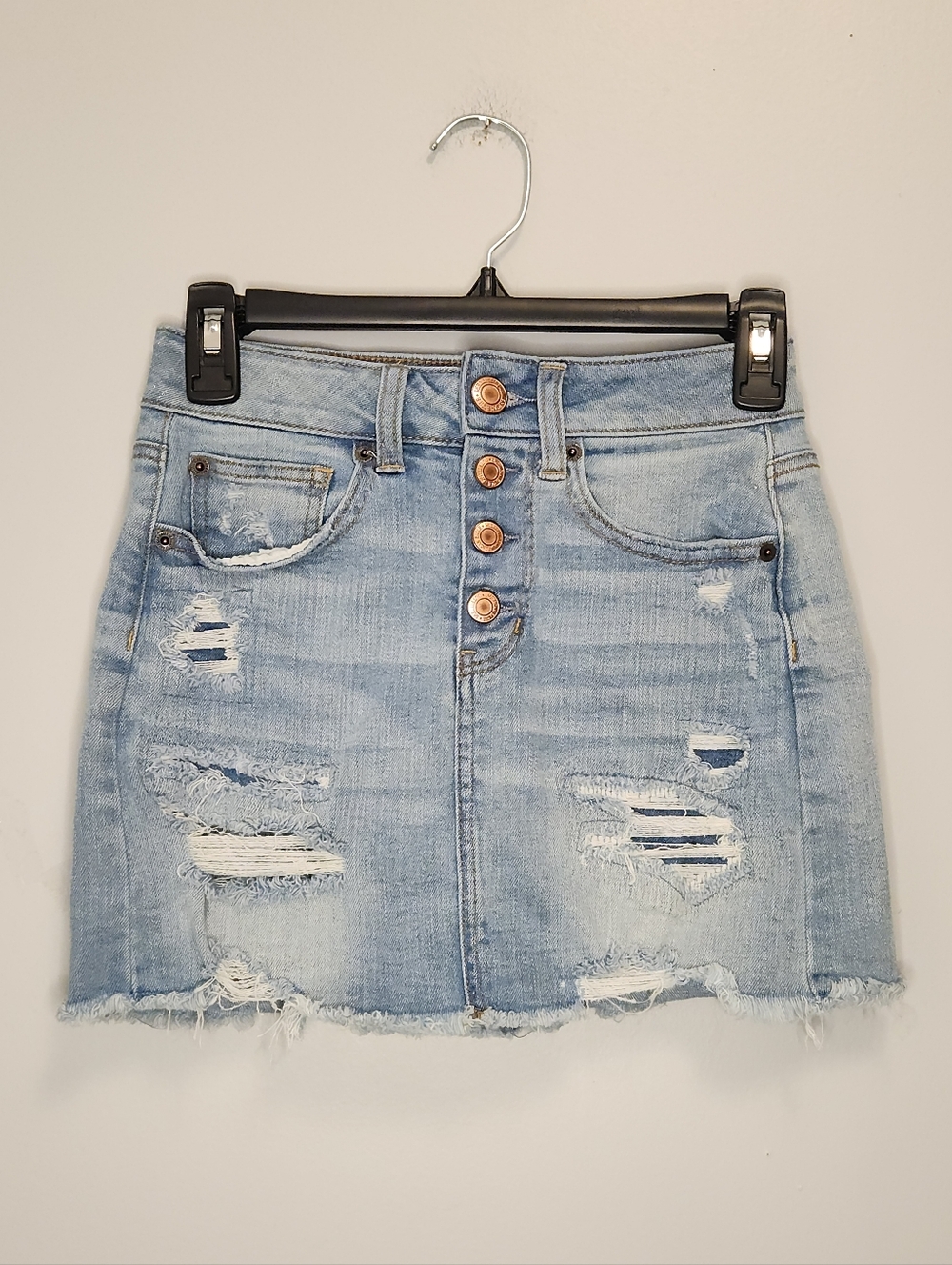 American Eagle Distressed Denim Mini Skirt Size 0